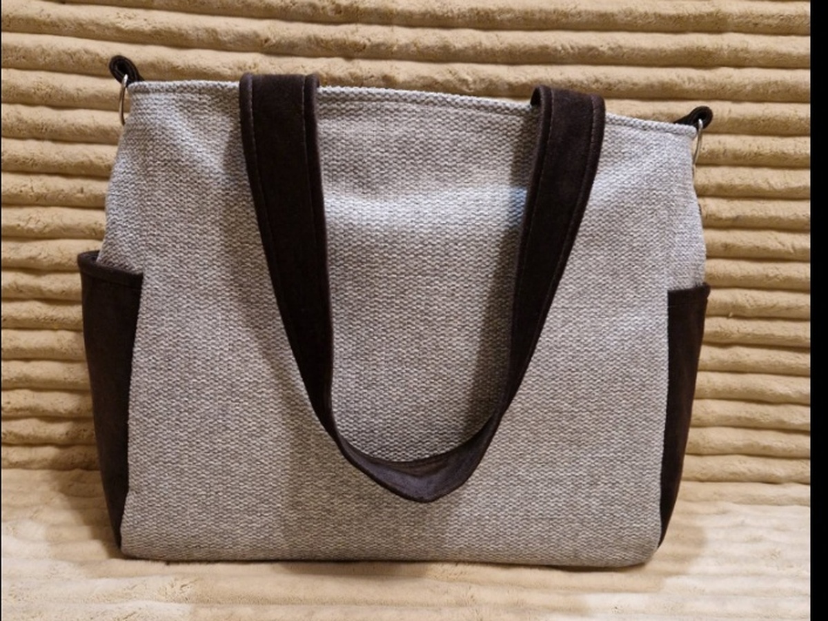 AniaSa Handmade — duża szaro-brązowa torba