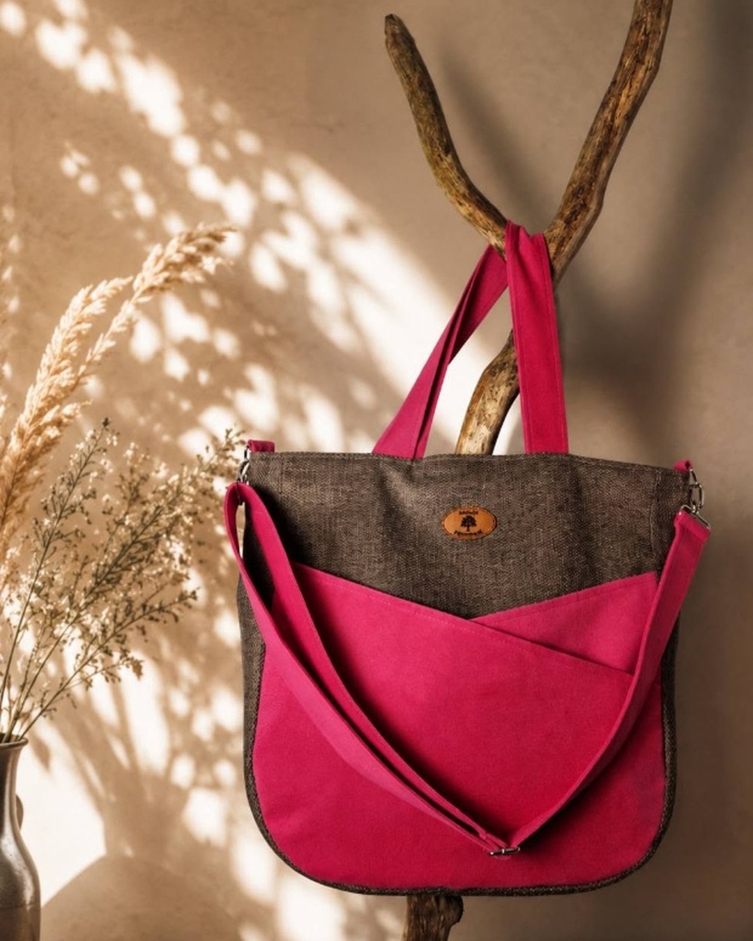 AniaSa Handmade — torba różowo-brązowa